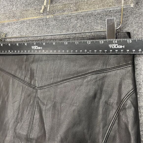 Express Skirt Womens 6 Black Faux Leather Pencil Knee Length‎ Goth Rocker Biker - Picture 4 of 14